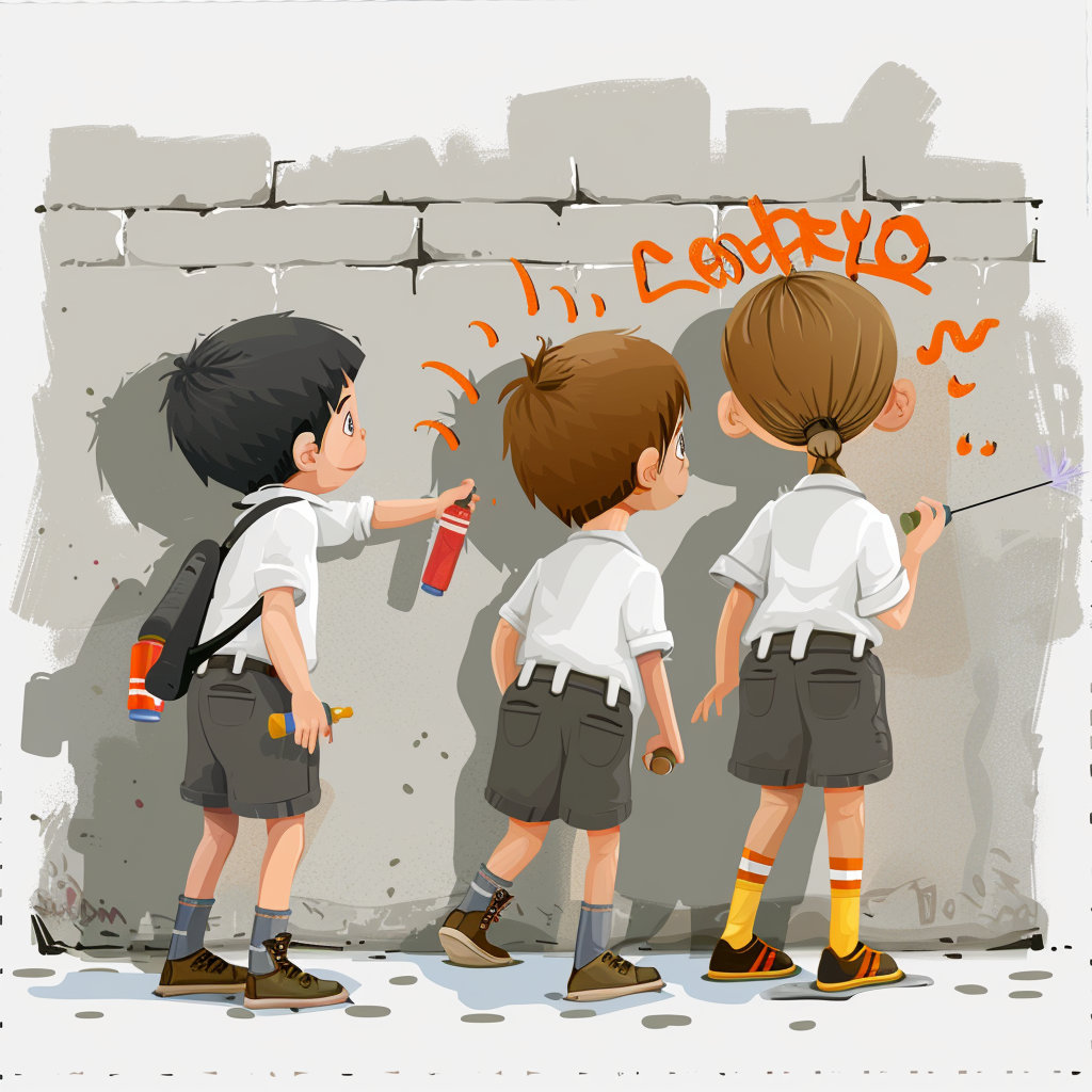 Idiom Image: Kids spraying graffiti