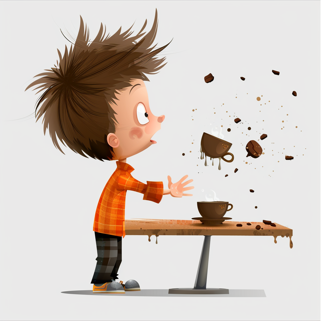 Idiom Related: Boy knocking over tea
